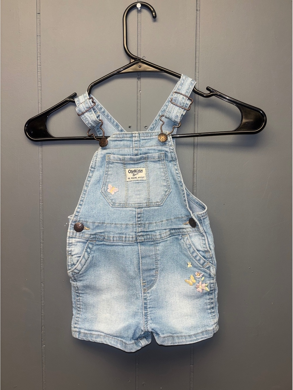 OshKosh light wash denim short overalls 2T